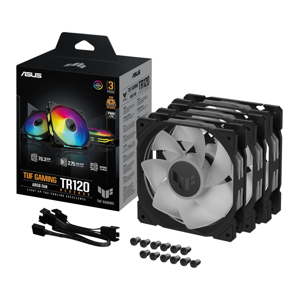 ASUS TUF Gaming TR120 ARGB Reverse Case Fan - Black 3-Pack